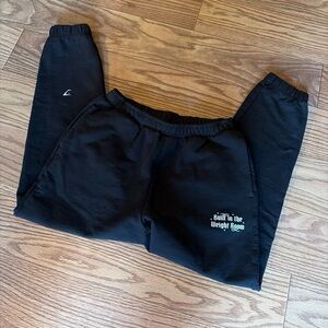 Gymshark Built In The Weight Room Graphic Joggers Unisex Size Medium Black